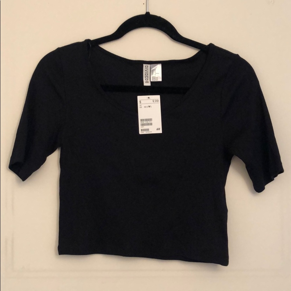 NWT H&M black ribbed crop top